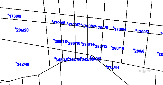 Parcela st. 286/14 v KÚ Jankov, Katastrální mapa