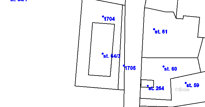 Parcela st. 64/3 v KÚ Jankov, Katastrální mapa