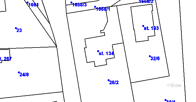 Parcela st. 134 v KÚ Jankov, Katastrální mapa