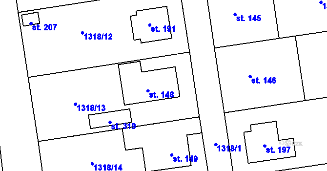 Parcela st. 148 v KÚ Jankov, Katastrální mapa