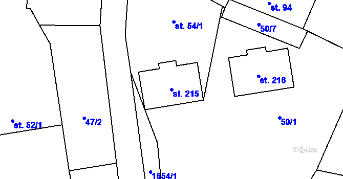 Parcela st. 215 v KÚ Jankov, Katastrální mapa