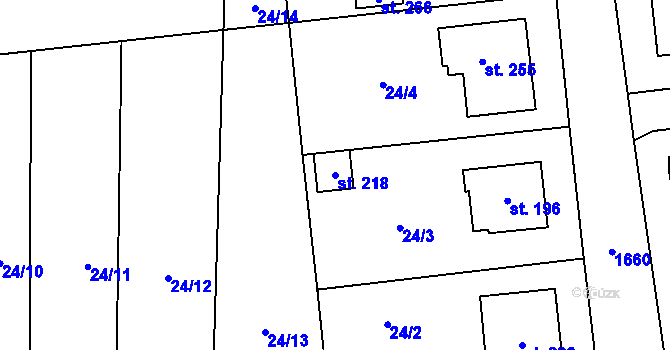 Parcela st. 218 v KÚ Jankov, Katastrální mapa