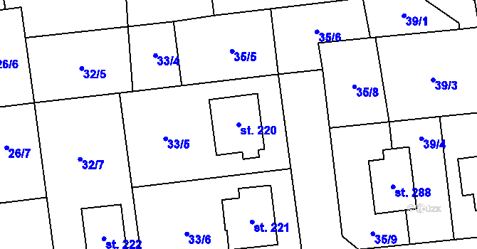Parcela st. 220 v KÚ Jankov, Katastrální mapa