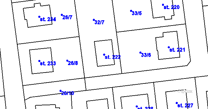 Parcela st. 222 v KÚ Jankov, Katastrální mapa