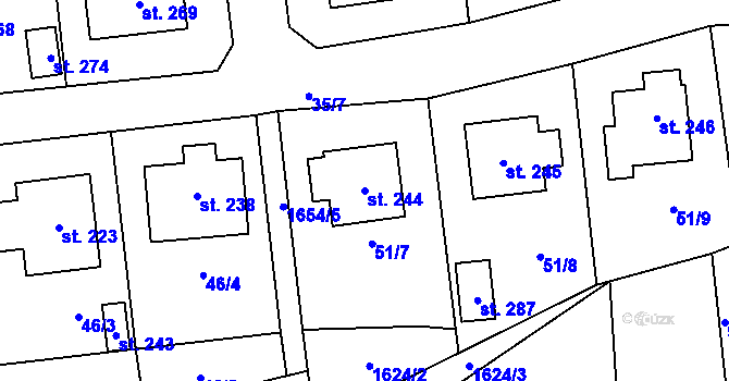 Parcela st. 244 v KÚ Jankov, Katastrální mapa