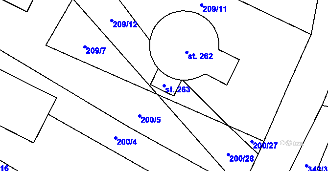 Parcela st. 263 v KÚ Jankov, Katastrální mapa