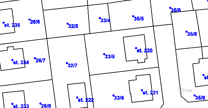 Parcela st. 33/5 v KÚ Jankov, Katastrální mapa