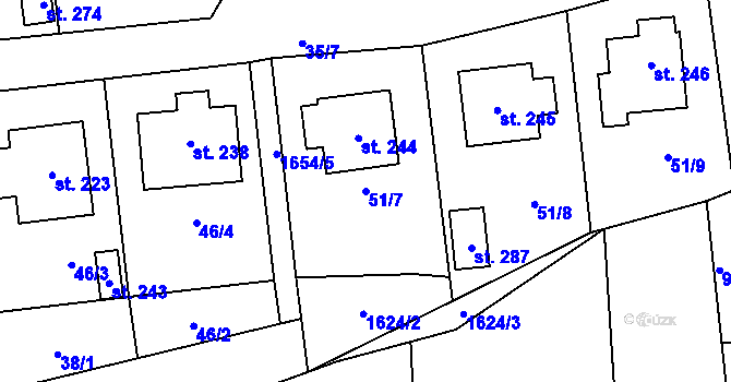 Parcela st. 51/7 v KÚ Jankov, Katastrální mapa