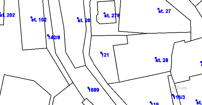 Parcela st. 121 v KÚ Jankov, Katastrální mapa