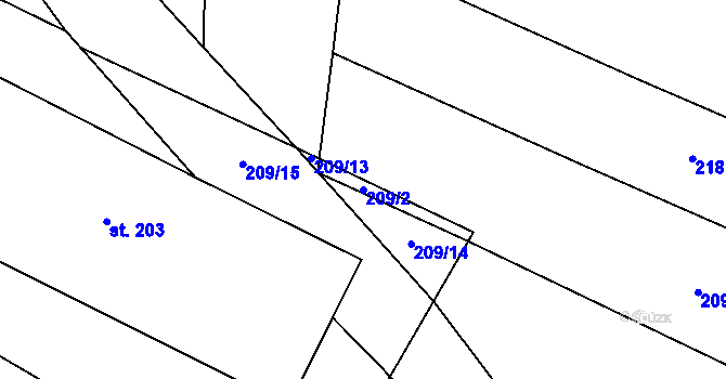 Parcela st. 209/2 v KÚ Jankov, Katastrální mapa