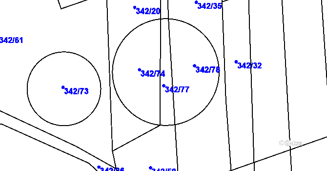 Parcela st. 342/77 v KÚ Jankov, Katastrální mapa