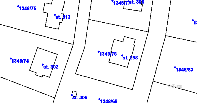 Parcela st. 1348/78 v KÚ Jankov, Katastrální mapa