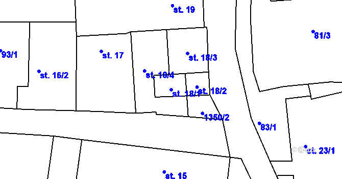 Parcela st. 18/1 v KÚ Jankovská Lhota, Katastrální mapa