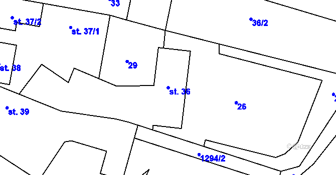 Parcela st. 36 v KÚ Jankovská Lhota, Katastrální mapa