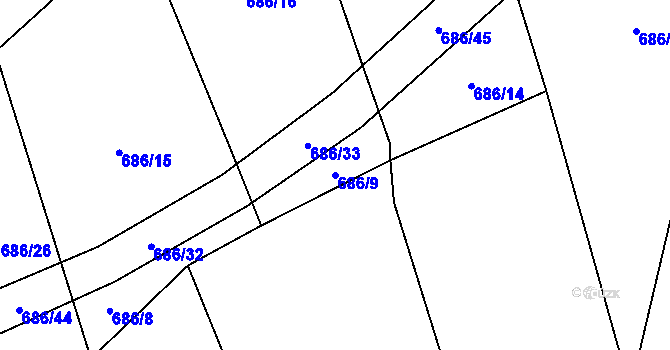 Parcela st. 686/9 v KÚ Jankovská Lhota, Katastrální mapa