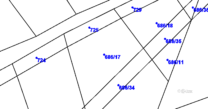Parcela st. 686/17 v KÚ Jankovská Lhota, Katastrální mapa