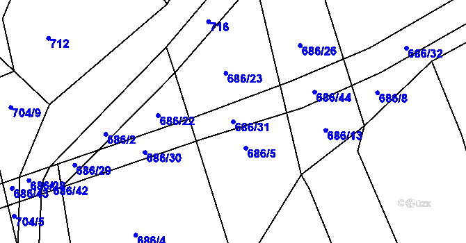 Parcela st. 686/31 v KÚ Jankovská Lhota, Katastrální mapa