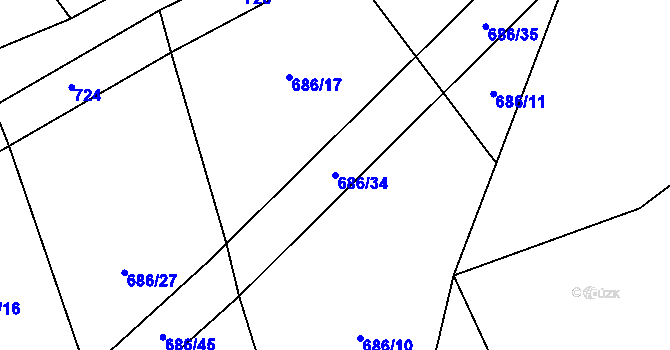 Parcela st. 686/34 v KÚ Jankovská Lhota, Katastrální mapa
