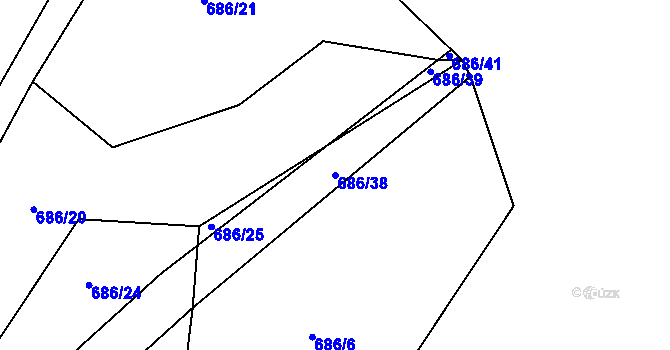 Parcela st. 686/38 v KÚ Jankovská Lhota, Katastrální mapa