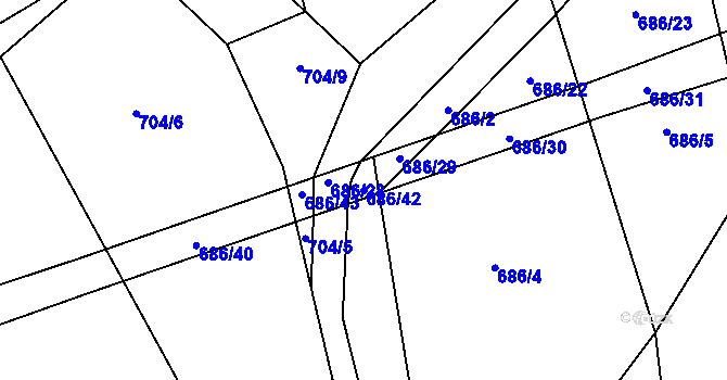 Parcela st. 686/42 v KÚ Jankovská Lhota, Katastrální mapa