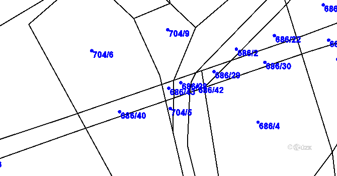 Parcela st. 686/43 v KÚ Jankovská Lhota, Katastrální mapa