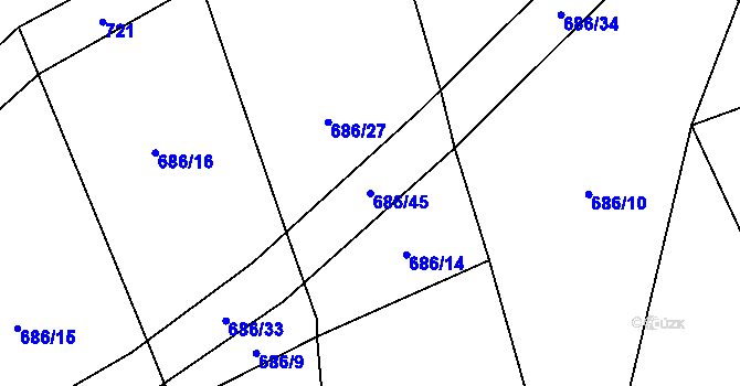 Parcela st. 686/45 v KÚ Jankovská Lhota, Katastrální mapa