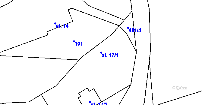 Parcela st. 17/1 v KÚ Pičín u Jankova, Katastrální mapa