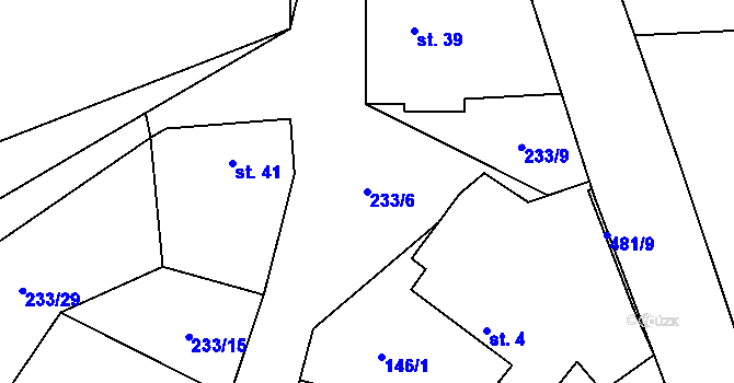Parcela st. 233/6 v KÚ Pičín u Jankova, Katastrální mapa