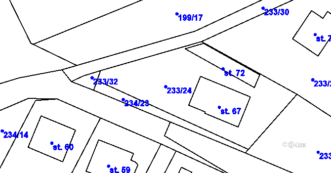 Parcela st. 233/24 v KÚ Pičín u Jankova, Katastrální mapa