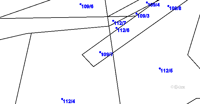 Parcela st. 109/7 v KÚ Pičín u Jankova, Katastrální mapa