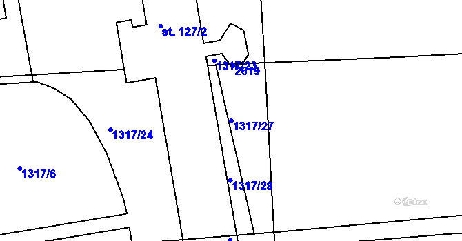 Parcela st. 1317/27 v KÚ Čakov u Českých Budějovic, Katastrální mapa