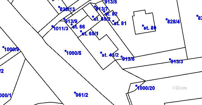 Parcela st. 41/2 v KÚ Čakovec, Katastrální mapa