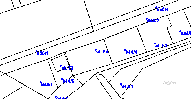 Parcela st. 64/1 v KÚ Čakovec, Katastrální mapa