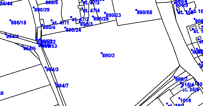 Parcela st. 890/2 v KÚ Čakovec, Katastrální mapa