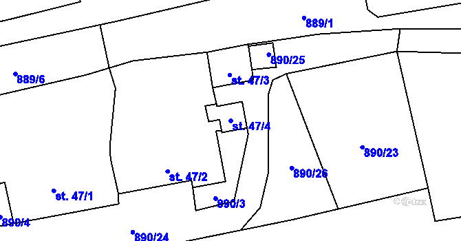 Parcela st. 47/4 v KÚ Čakovec, Katastrální mapa