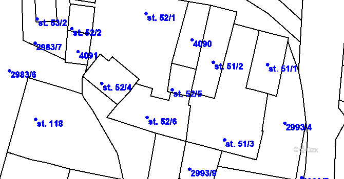 Parcela st. 52/5 v KÚ Holašovice, Katastrální mapa