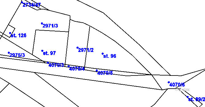 Parcela st. 96 v KÚ Holašovice, Katastrální mapa