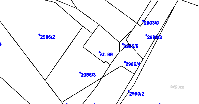 Parcela st. 99 v KÚ Holašovice, Katastrální mapa