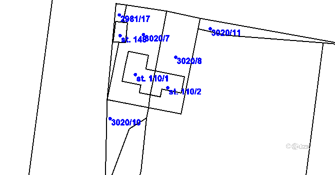 Parcela st. 110/2 v KÚ Holašovice, Katastrální mapa