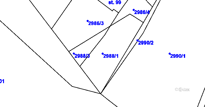 Parcela st. 2988/1 v KÚ Holašovice, Katastrální mapa