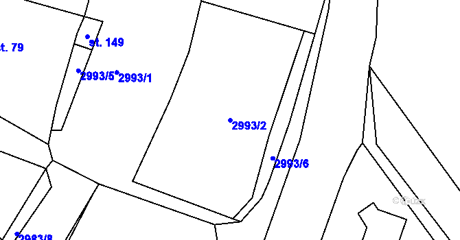 Parcela st. 2993/2 v KÚ Holašovice, Katastrální mapa