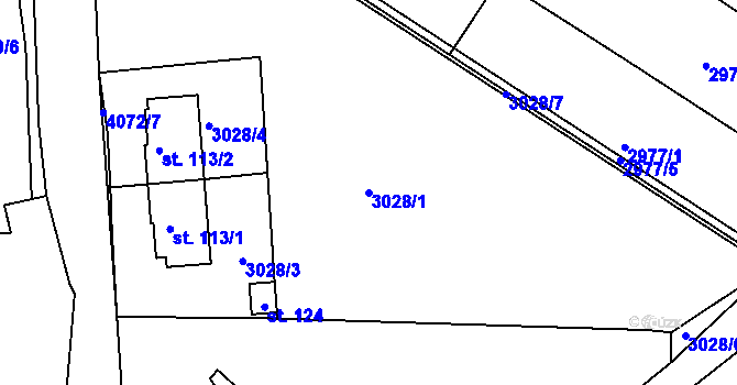 Parcela st. 3028/1 v KÚ Holašovice, Katastrální mapa
