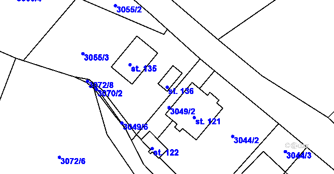 Parcela st. 136 v KÚ Holašovice, Katastrální mapa