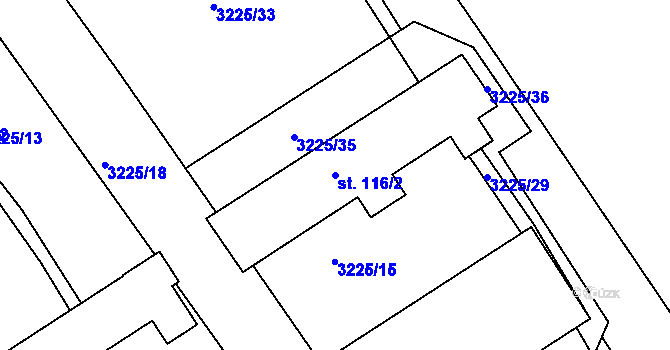 Parcela st. 116/2 v KÚ Holašovice, Katastrální mapa