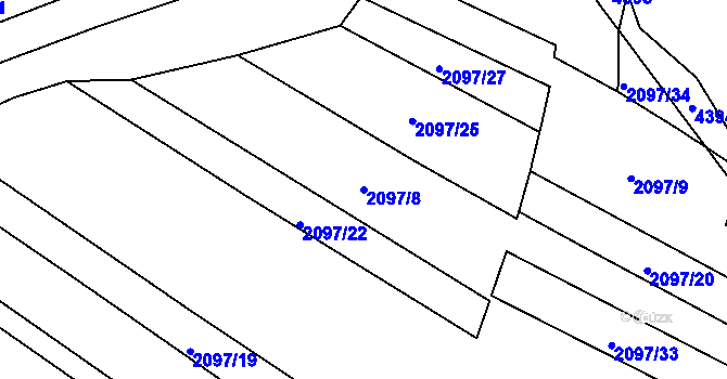 Parcela st. 2097/8 v KÚ Holašovice, Katastrální mapa