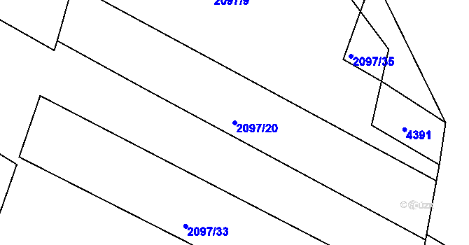 Parcela st. 2097/20 v KÚ Holašovice, Katastrální mapa
