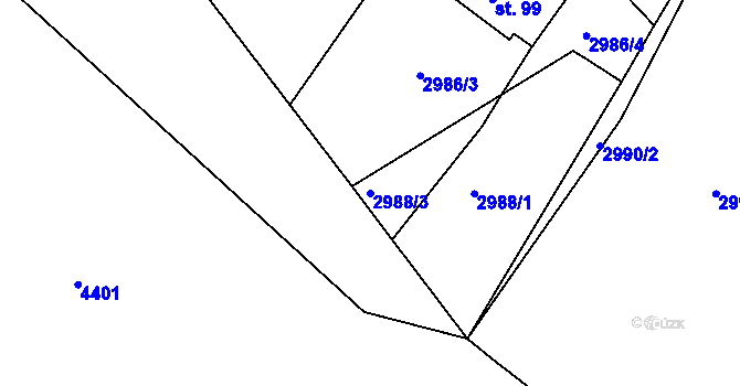 Parcela st. 2988/3 v KÚ Holašovice, Katastrální mapa