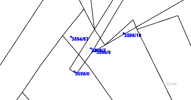 Parcela st. 3596/9 v KÚ Holašovice, Katastrální mapa