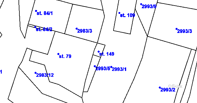 Parcela st. 149 v KÚ Holašovice, Katastrální mapa