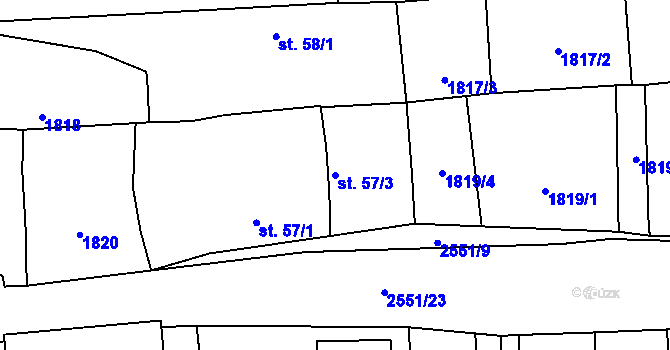 Parcela st. 57/3 v KÚ Jankov u Českých Budějovic, Katastrální mapa
